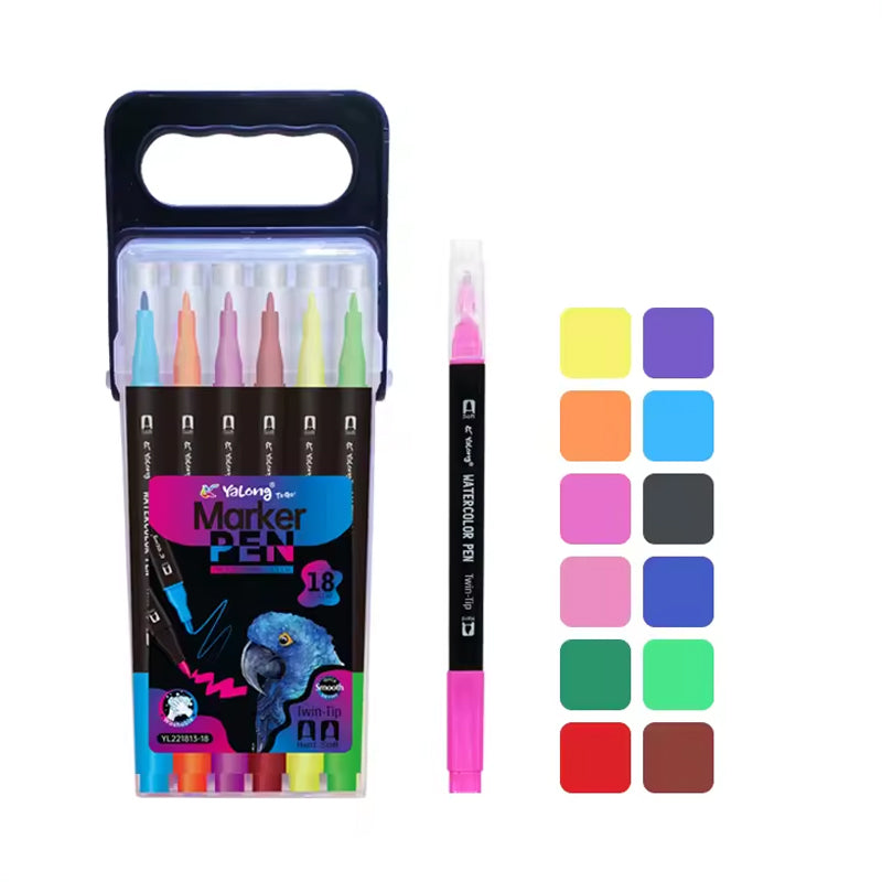 12 Dual Tip Brush Marker Watercolor Pen Set