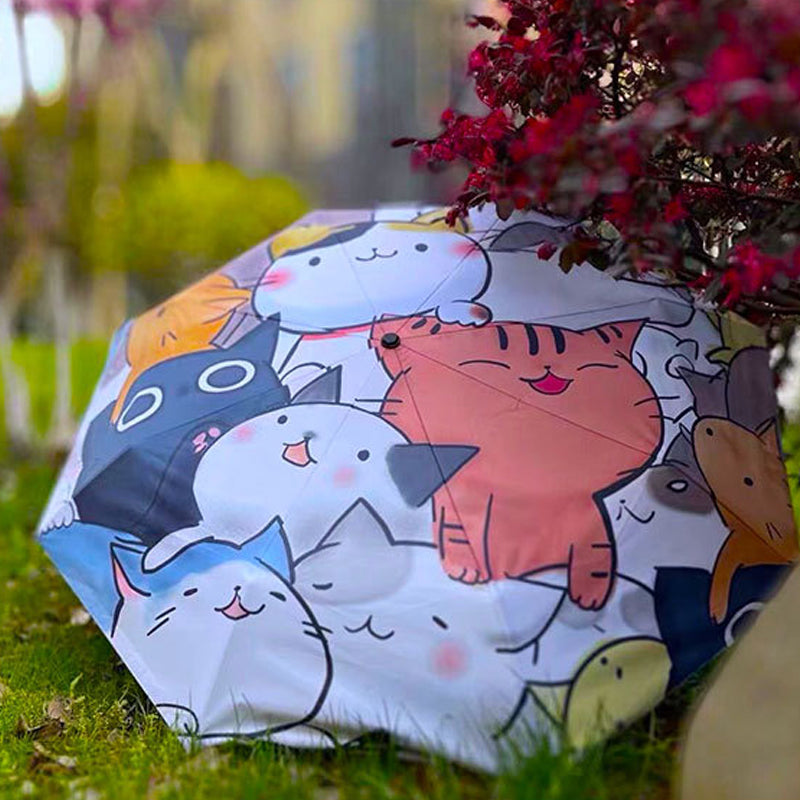 Cat Illustration Sunscreen Automatic Umbrella