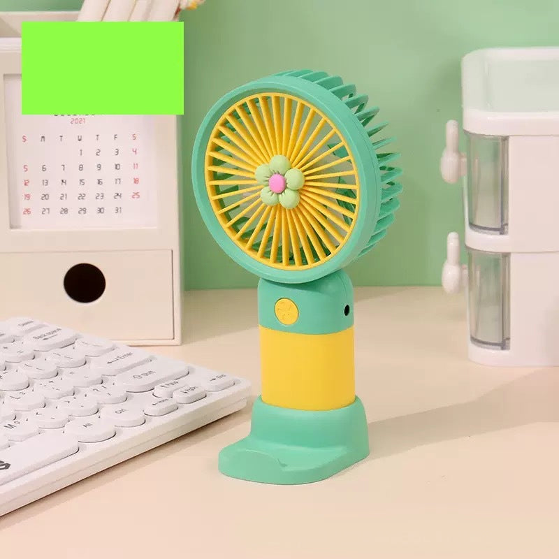 Mini Handheld Fan with Flower Design – Portable USB Summer Fan with Stand