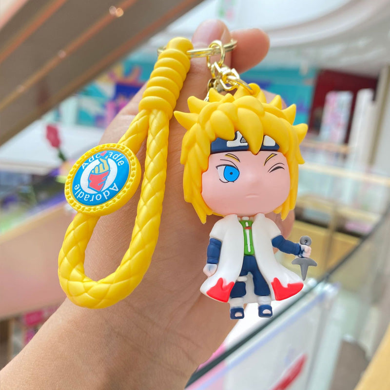 Playful Naruto Character Keychain with Mesh Strap