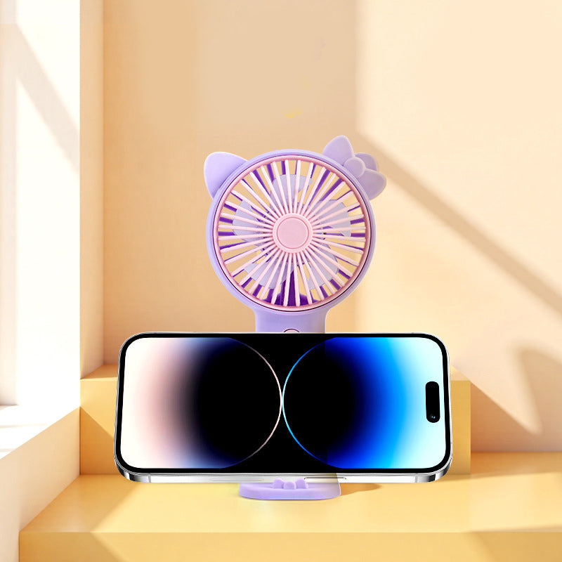 Kawaii Deer Mini Handheld Fan with Phone Stand – Portable Summer Desk Fan