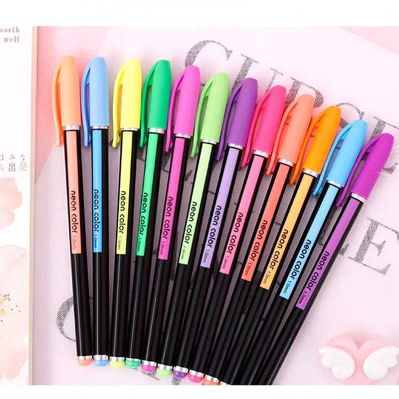 12 pcs Neon Colored Highlighter Ball pen