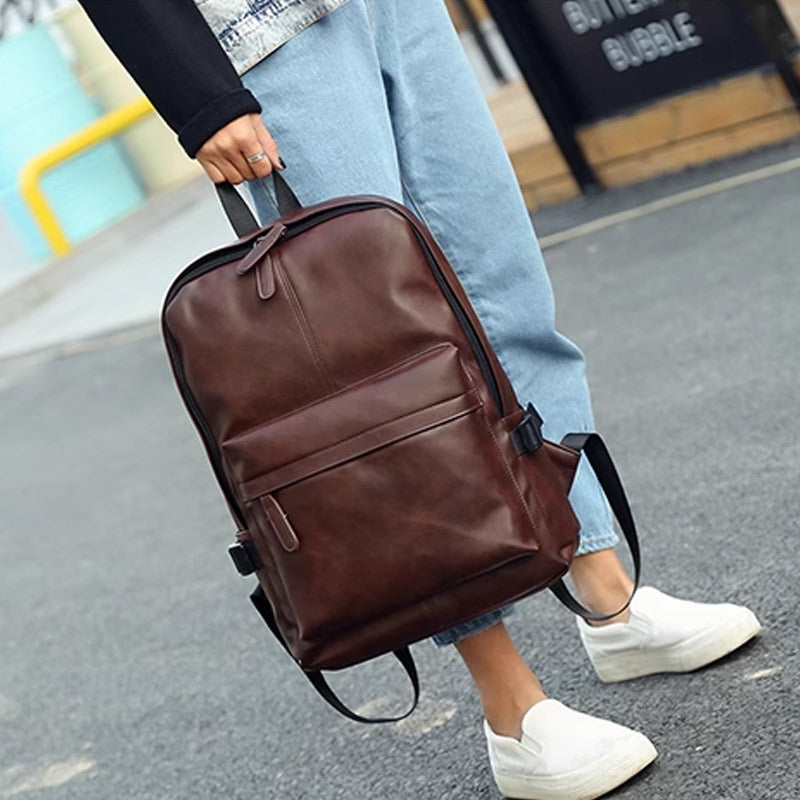 Korean Version Travel PU Leather Backpack
