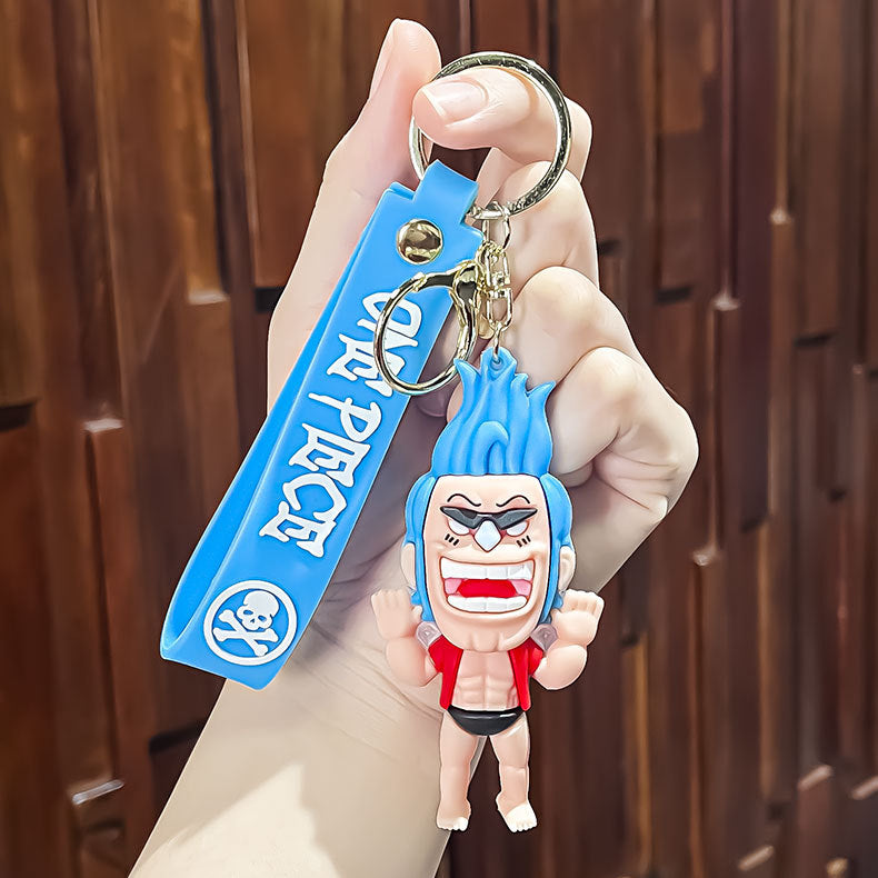 Playful One Piece Character Keychain with Strap