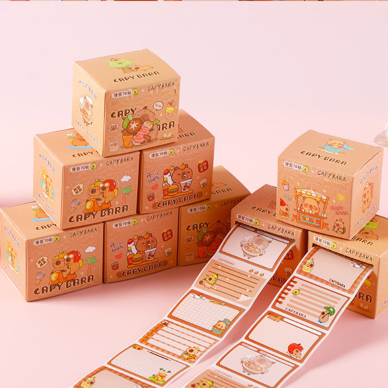 Capybara Sticky Notes Roll – Cartoon Tear-Off Memo Labels for Journaling & School