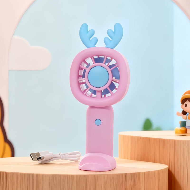 Bunny Mini Table Fan with Phone Stand – Portable Summer Desk Fan for Kids & Travel