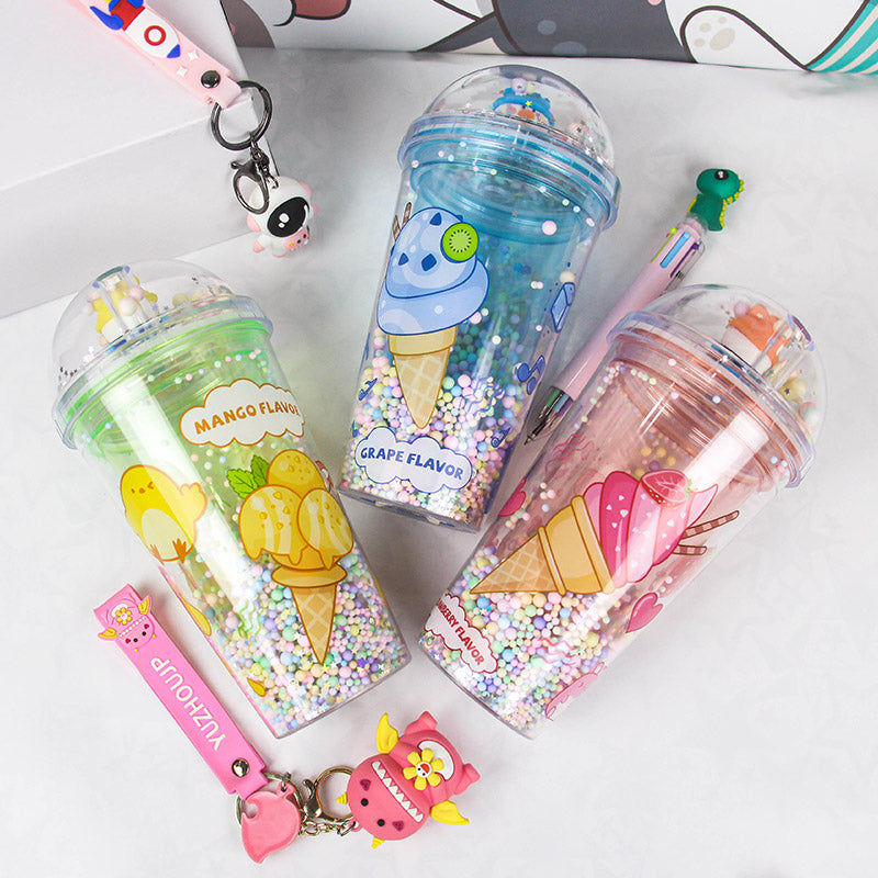 Cartoon Plastic Straw Cup Sipper