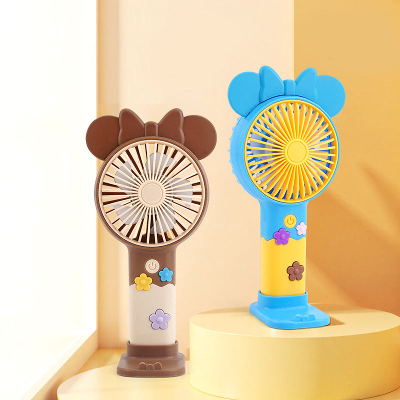 Kawaii Deer Mini Handheld Fan with Phone Stand – Portable Summer Desk Fan