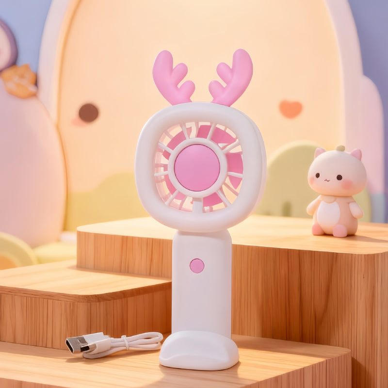 Bunny Mini Table Fan with Phone Stand – Portable Summer Desk Fan for Kids & Travel