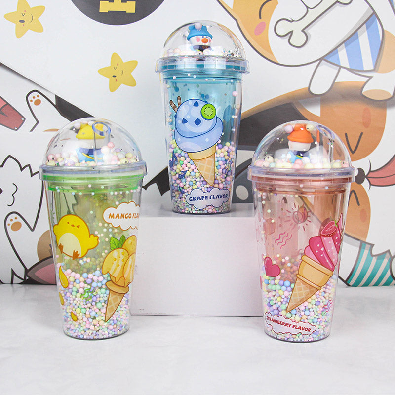 Cartoon Plastic Straw Cup Sipper