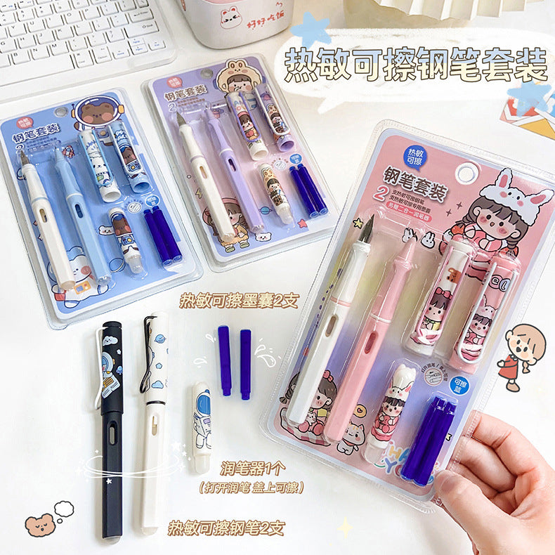 Kawaii Set of 2 Cartoon Printed Cartage Ink Pen Set