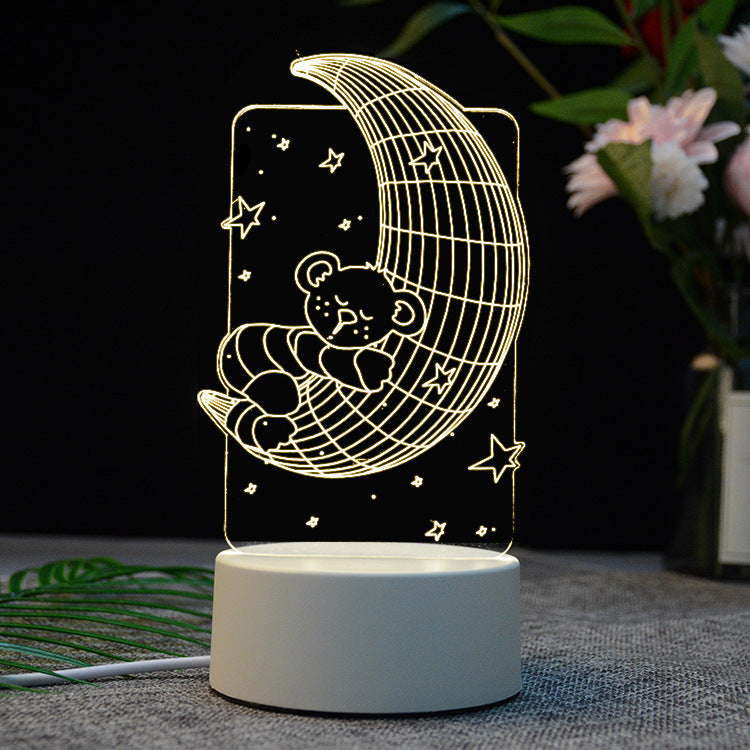 Creative Bedroom Acrylic 3D LED Night Lamp Decoration