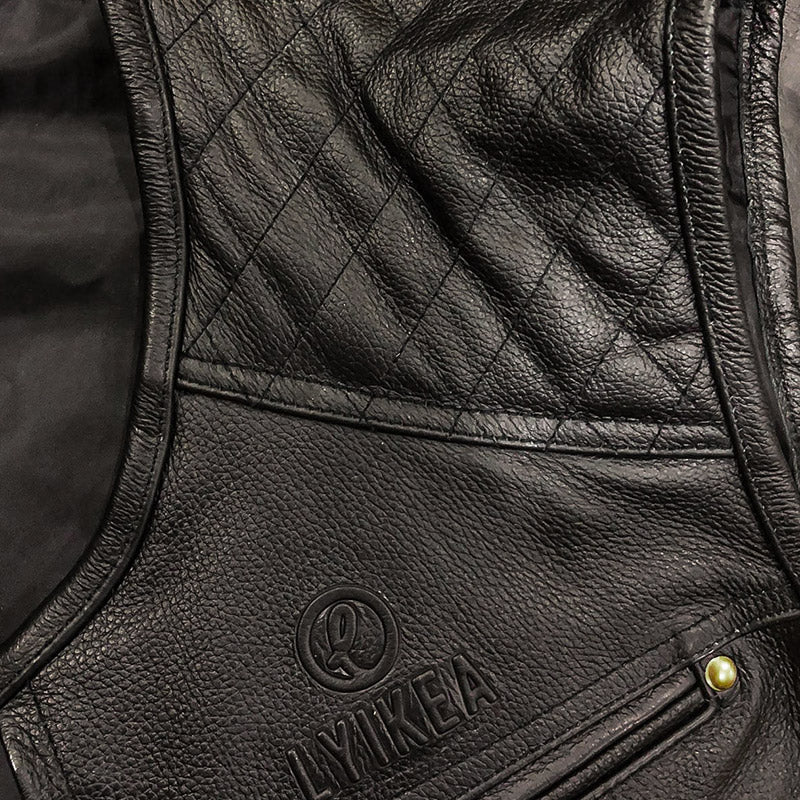 Original Leather Sleeveless Vests Zipper Jacket