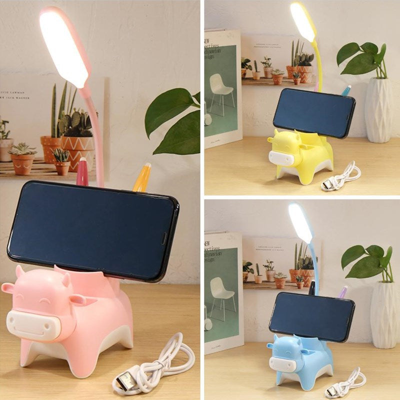 3 in 1 LED Cartoon Storage Pen Holder Desk Lamp