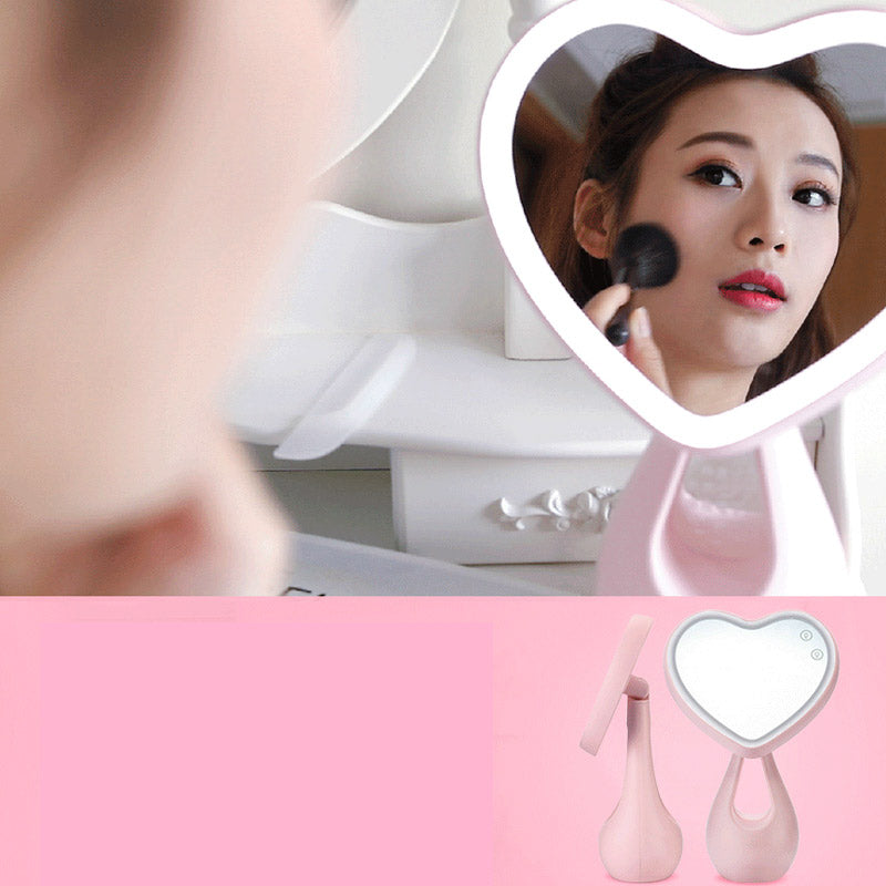 Rechargeable Heart-Shaped Mirror Table Lamp