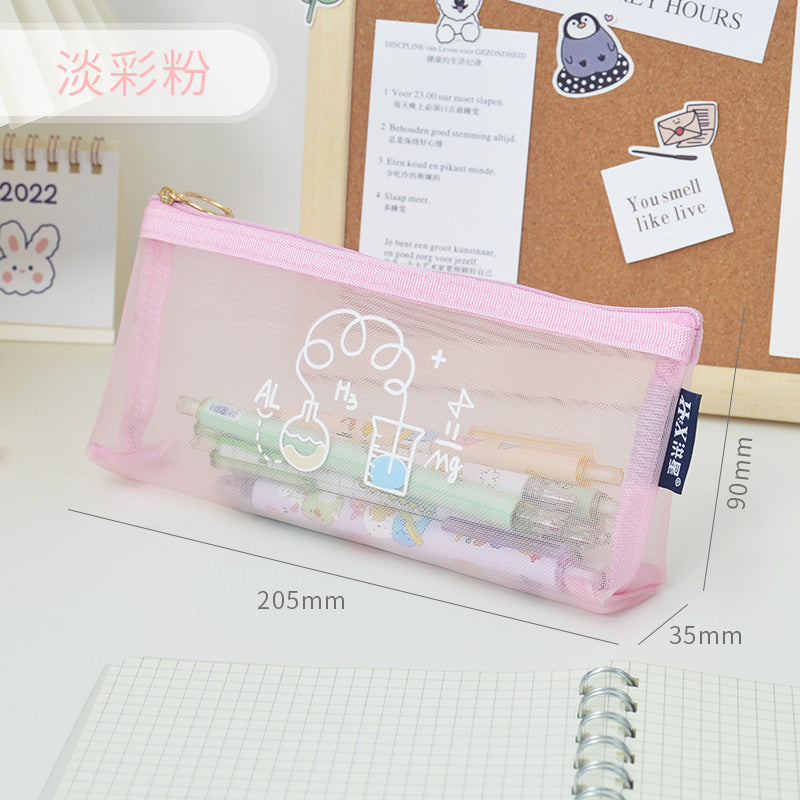 Korean Transparent Mesh Stationery Pouch
