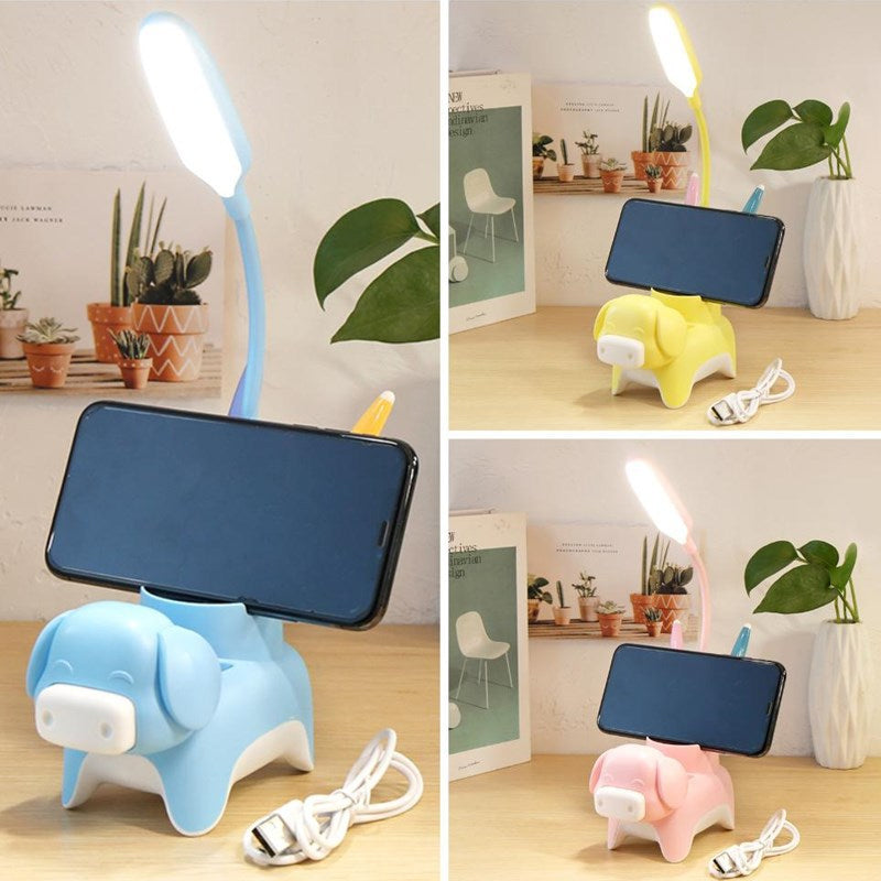 3 in 1 LED Cartoon Storage Pen Holder Desk Lamp