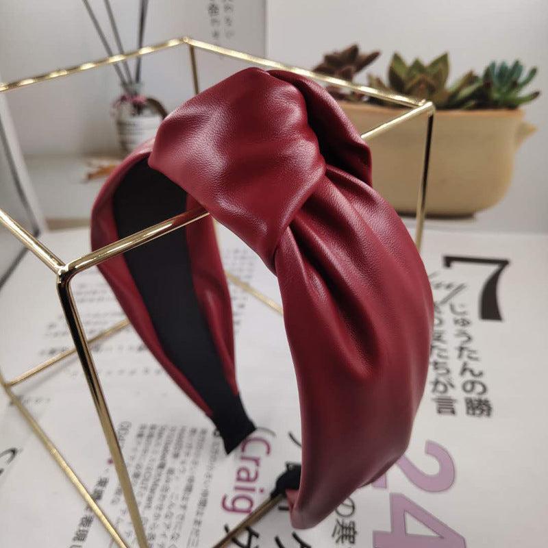 Leather Knot Trendy Single Color Hairband
