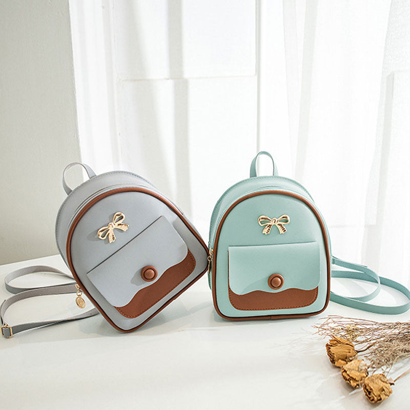 Color Contrast Bow Pendent Small Backpack