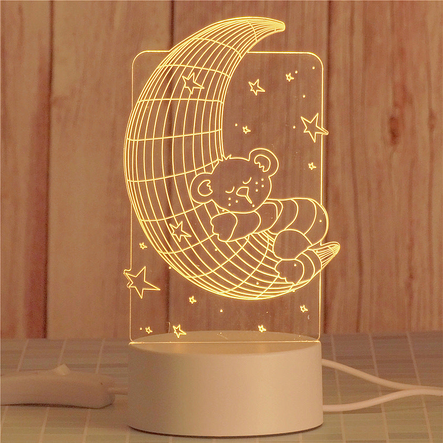 Creative Bedroom Acrylic 3D LED Night Lamp Decoration