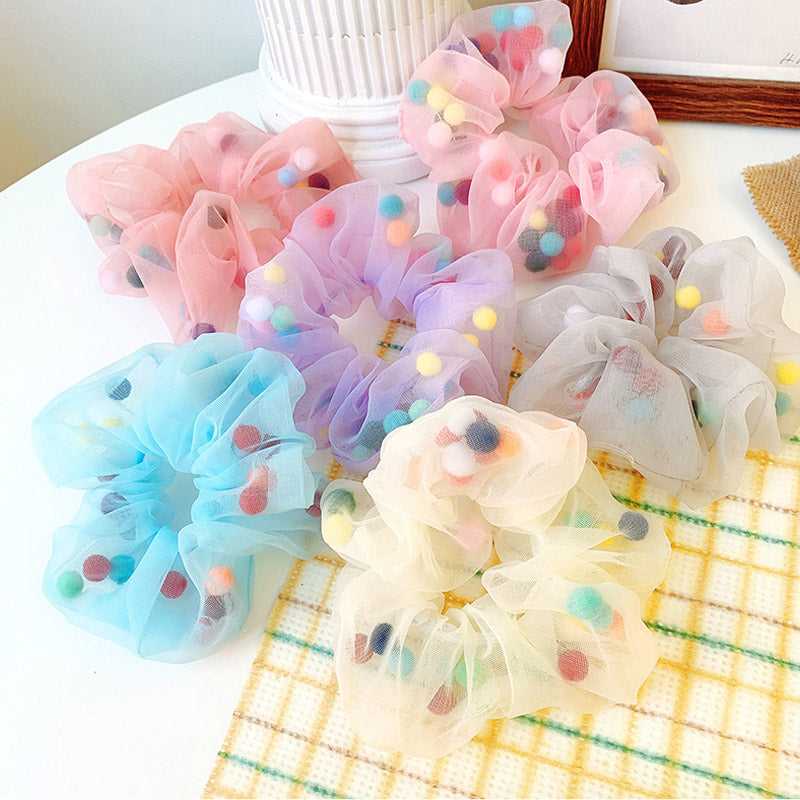Set of 5 Korean Girl Net Candy Color Hair Ring