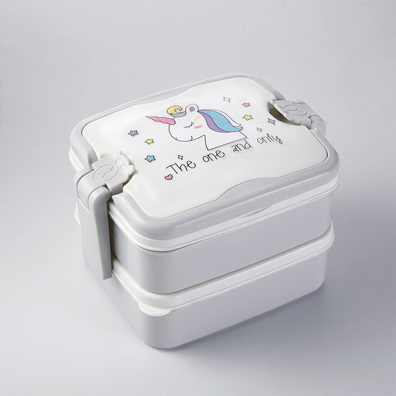 Double Layered Cartoon Unicorn Lunch Box