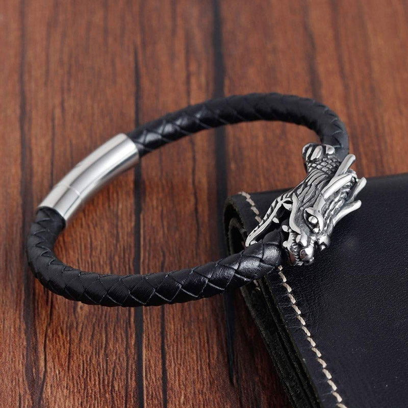 Retro Chinese Dragon Leather Bracelet