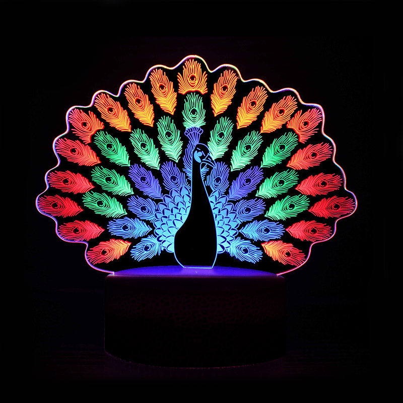 Peacock RGB 3D LED Night Lamp