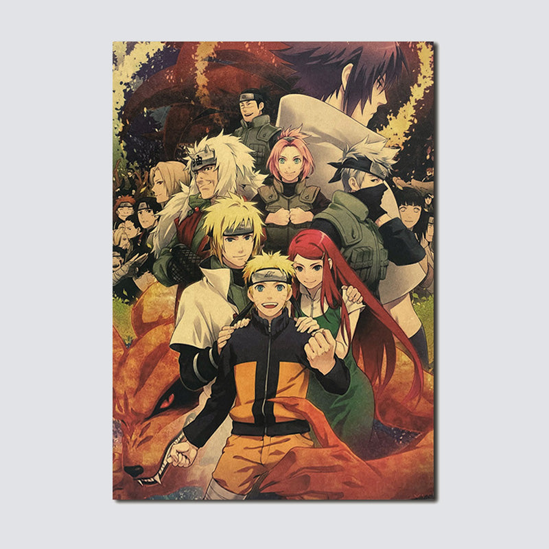 Naruto Family Retro Kraft Paper Poster