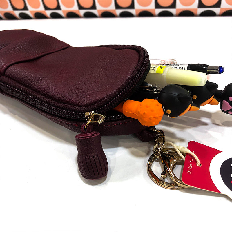 Leather Pen and Pencil Case Cosmetic Pouch