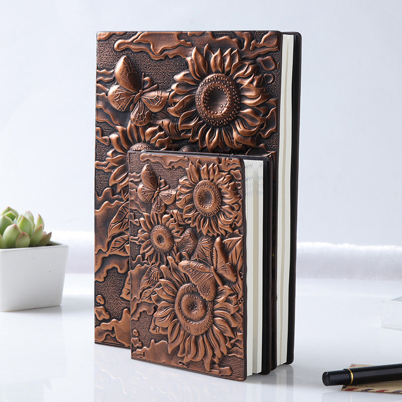 Sunflower 3D Embossed Faux Leather Cover Notebook