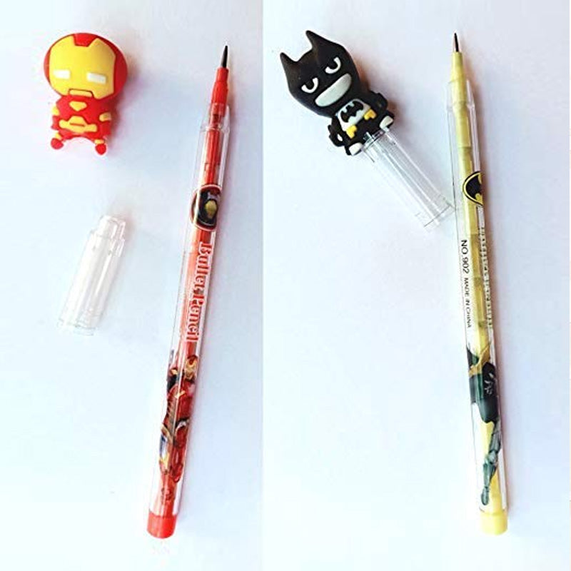 Set of 4 Kawaii Superheroes Bullet Pencil