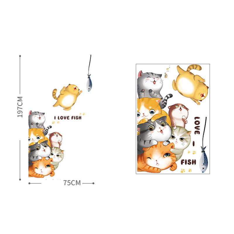 3d Cartoon Cats Wall and Door Stickers For Kids