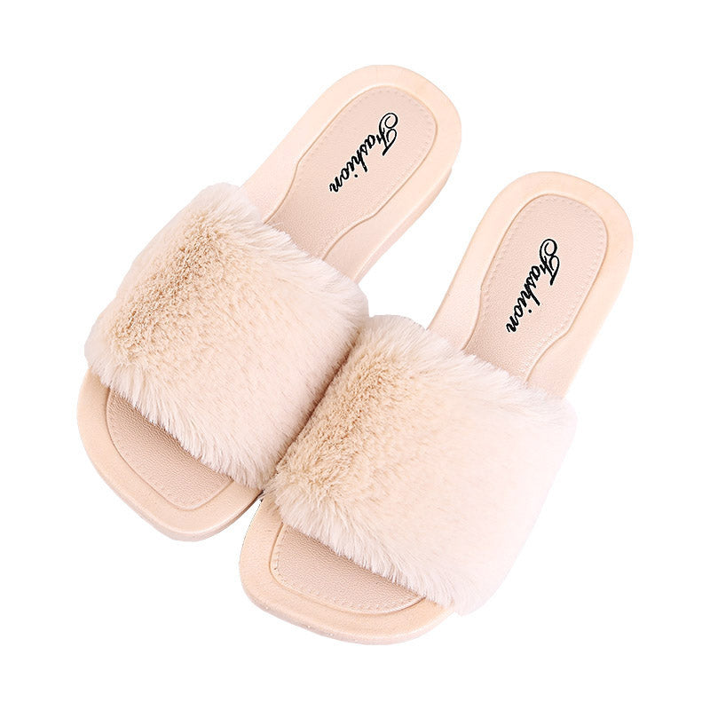 Korean Fuzzy Female Slippers