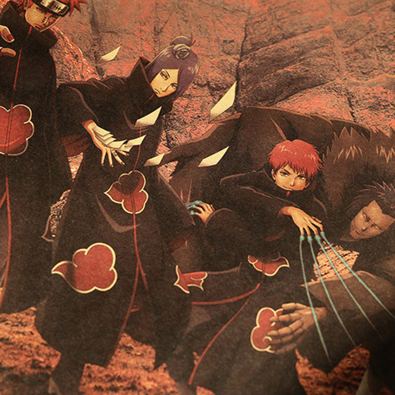 Naruto Akatsuki Organization Standing Retro Poster