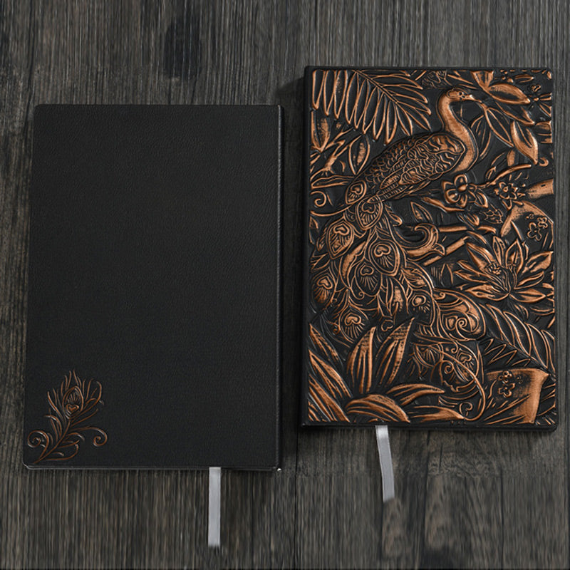 Peacock 3D Embossed Faux Leather Cover Notebook