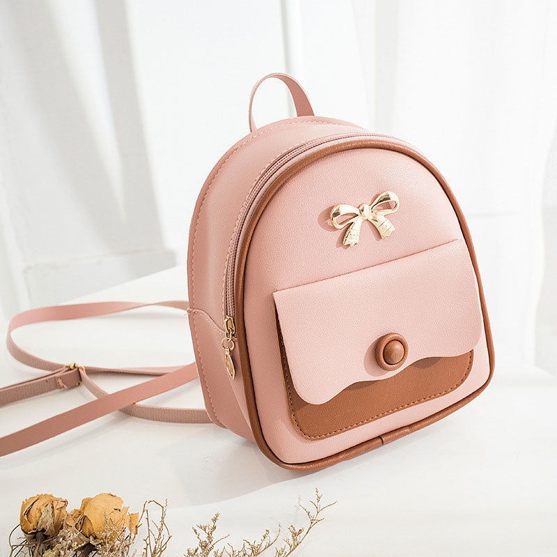 Color Contrast Bow Pendent Small Backpack