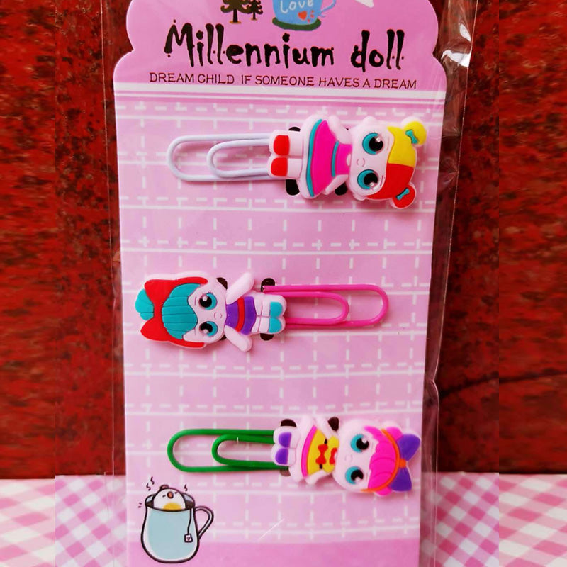 6 Pcs Cute Millennium Doll Paper Clips
