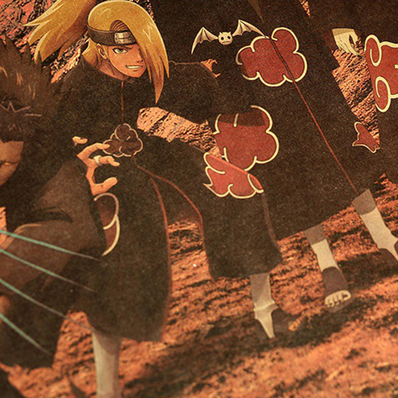 Naruto Akatsuki Organization Standing Retro Poster