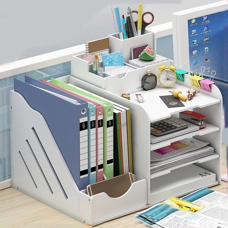 10 Compartment Desk Organizer Multi-layer Folder Storage Box