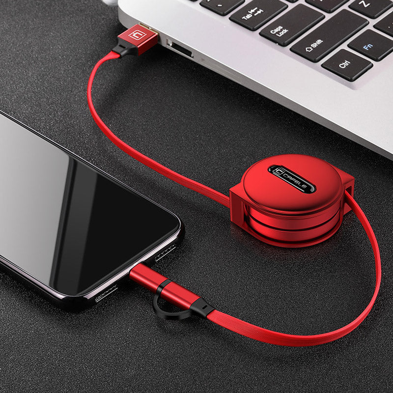 Stylish Cafele 2 in 1 Retractable USB Cable