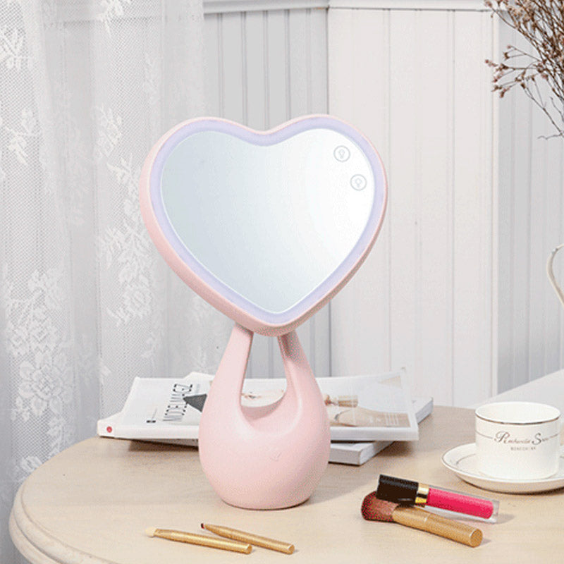 Rechargeable Heart-Shaped Mirror Table Lamp