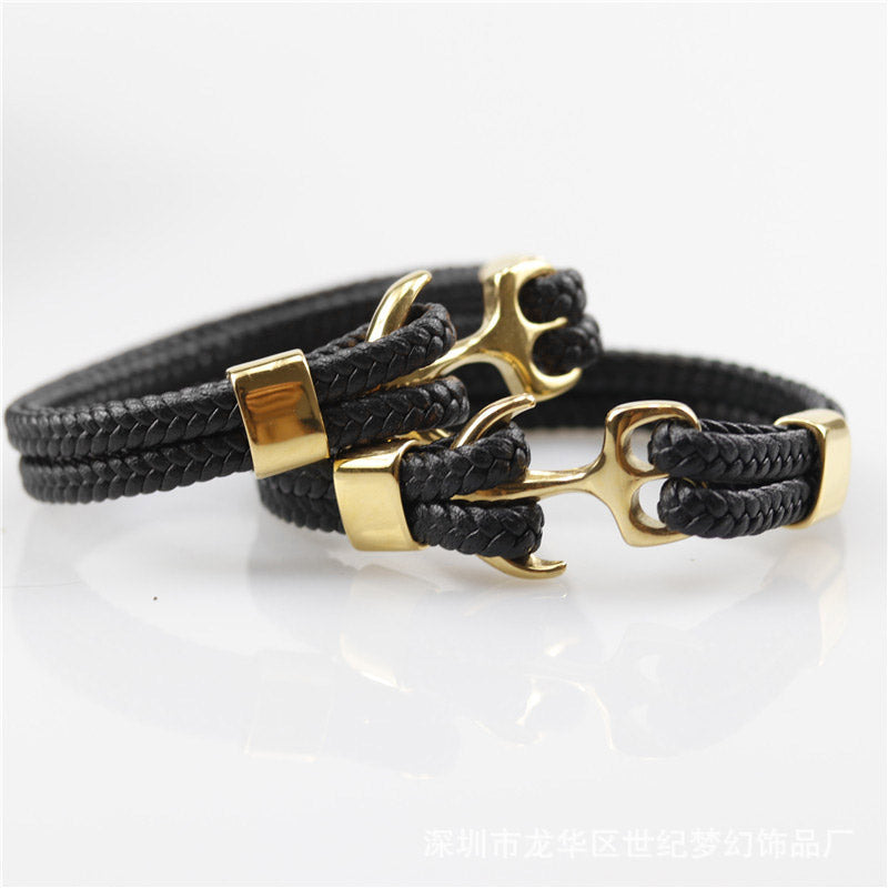 Leather Anchor Unisex Bracelet