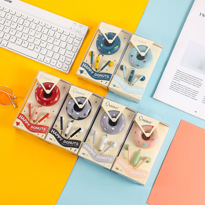 Korean Happy Donut Earphones Set