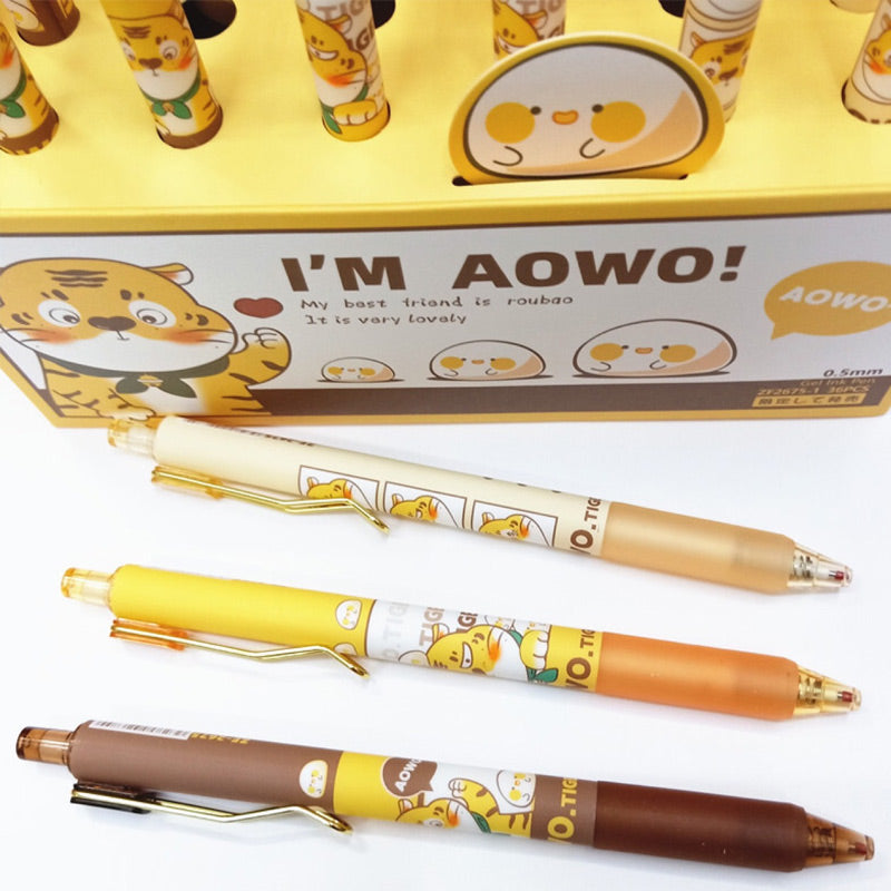Set of 3 Aowo Tiger Black Ink Ball Pen