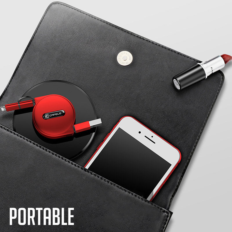 Stylish Cafele 2 in 1 Retractable USB Cable