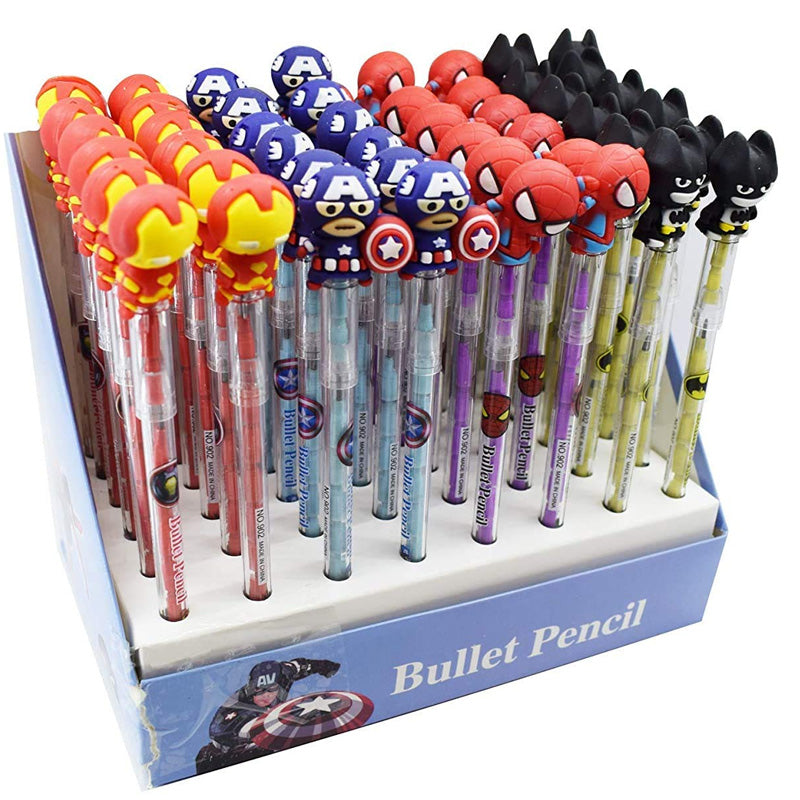 Set of 4 Kawaii Superheroes Bullet Pencil