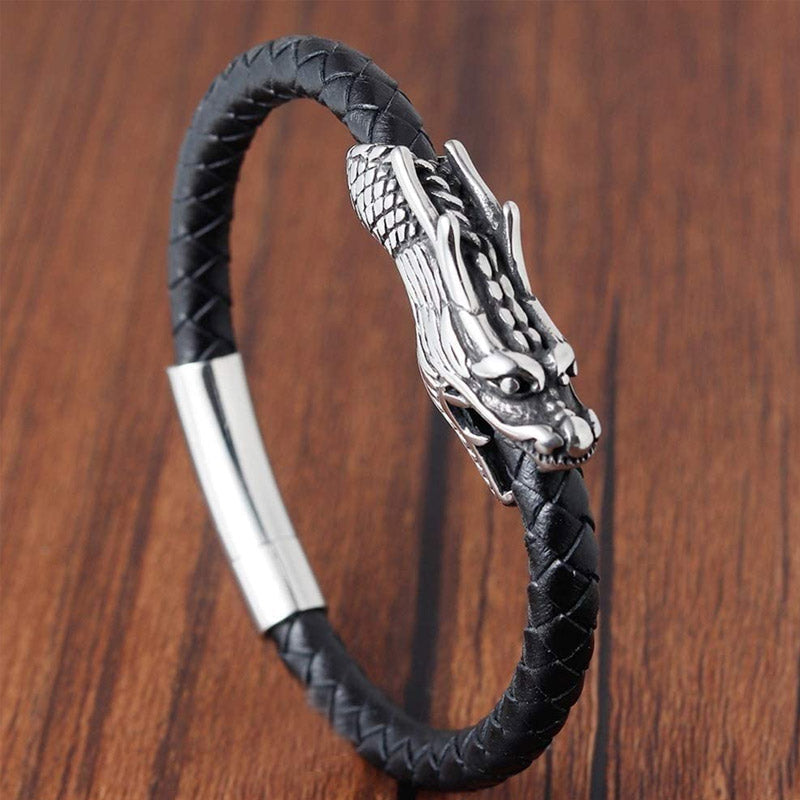 Retro Chinese Dragon Leather Bracelet