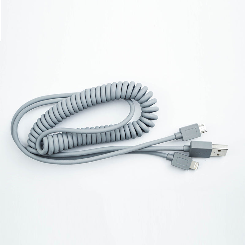 2 in 1 Flexible 2 Meter Spiral Charging wire