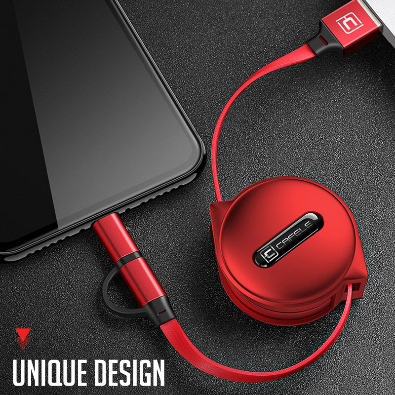 Stylish Cafele 2 in 1 Retractable USB Cable